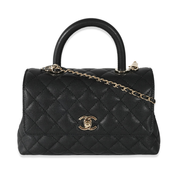 Chanel Black Caviar Quilted Small Coco Top Handle Flap Bag - Picture 1 of 7
